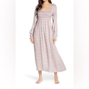 Plaid Long Sleeve Maxi Dress